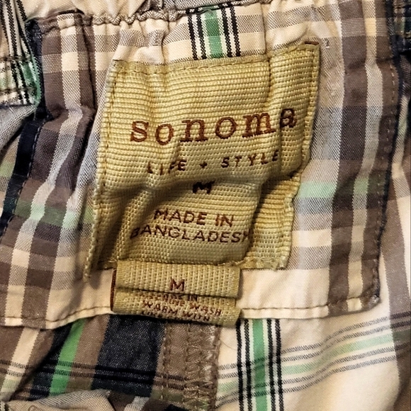 Men's Sonoma elastic waistband & drawstring shorts plaid with pockets medium - Picture 2 of 6